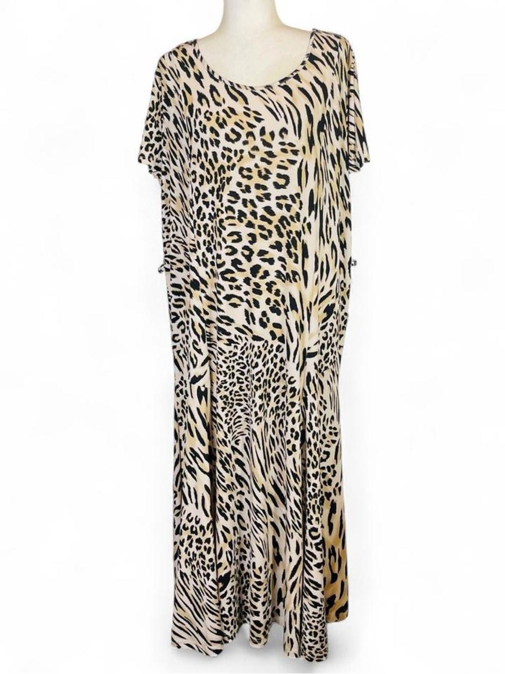 Lennie For Nina Leonard Plus Size 3X Cheetah Print Maxi Dress Stretch Short
